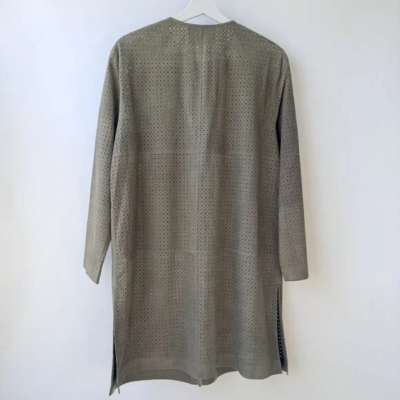 Lafayette 148 New York Leather Zip-Front Jacket – Olive Green (Size M) - Picture 3 of 9